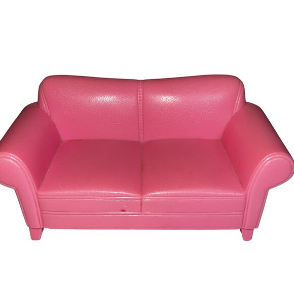 Fisher Price Mattel Loving Family Dollhouse Furniture Pink Plastic Couch 2004 - Picture 1 of 5